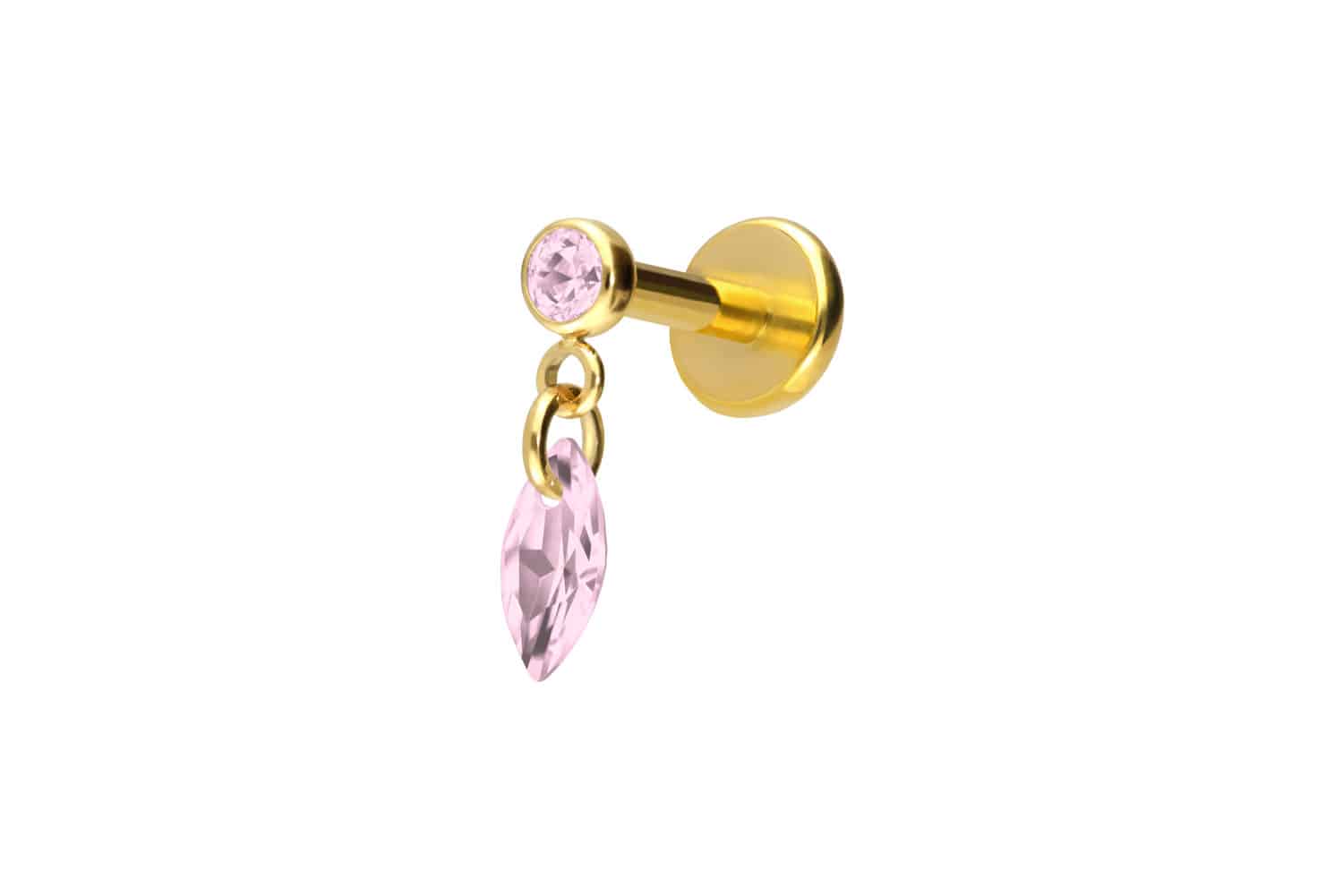 Titan Labret Piercing mit Push Fit KRISTALLOVAL